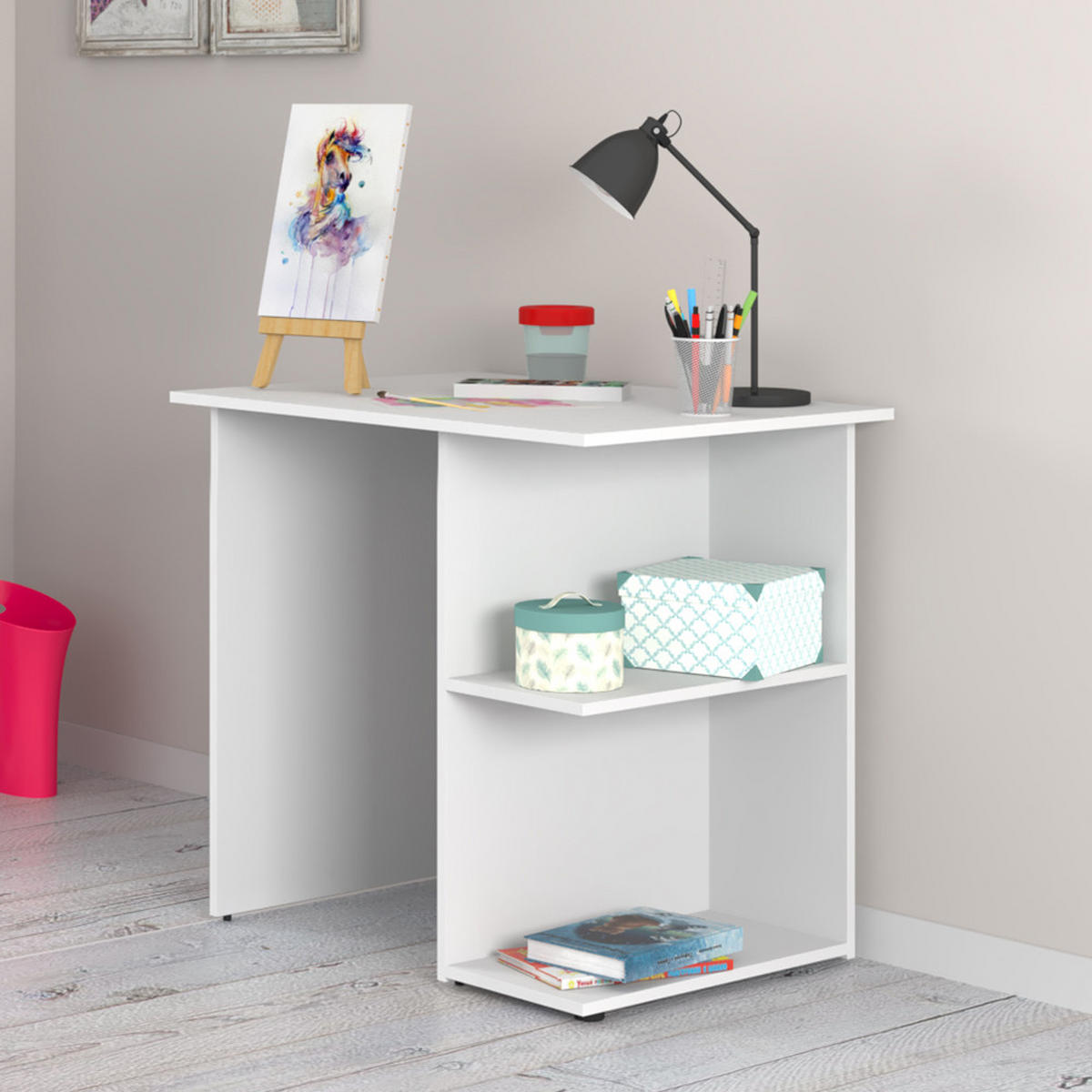 SCHREIBTISCH Simple Weiß 82 x 60 cm - Weiß, Holzwerkstoff (60/82/76cm) - Vicco