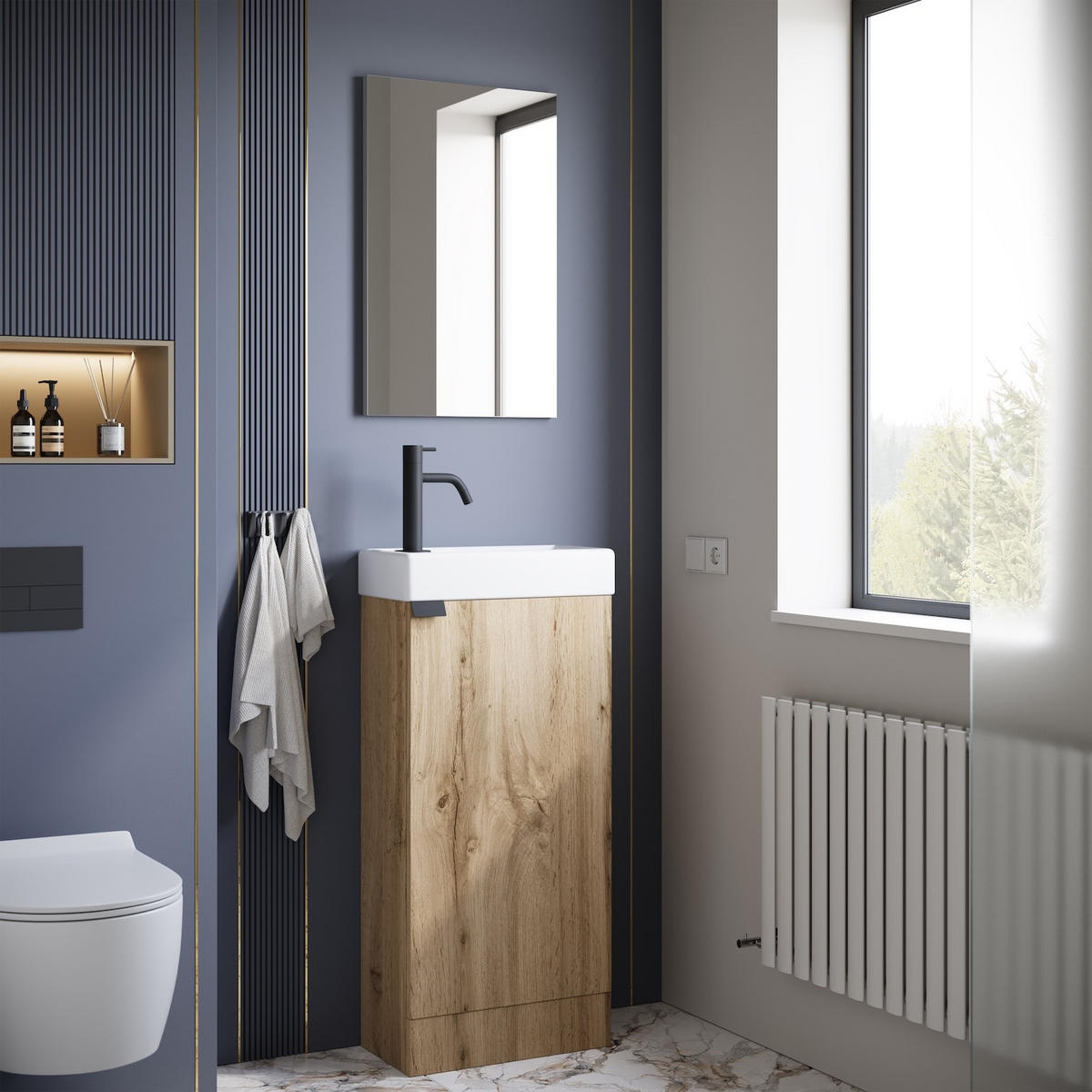 GÄSTE-WC-MÖBELSET Orion 2 Teile Eiche - 40 x 22 x 88 cm - Eichefarben, Holz (40/88/22cm) - Badplaats