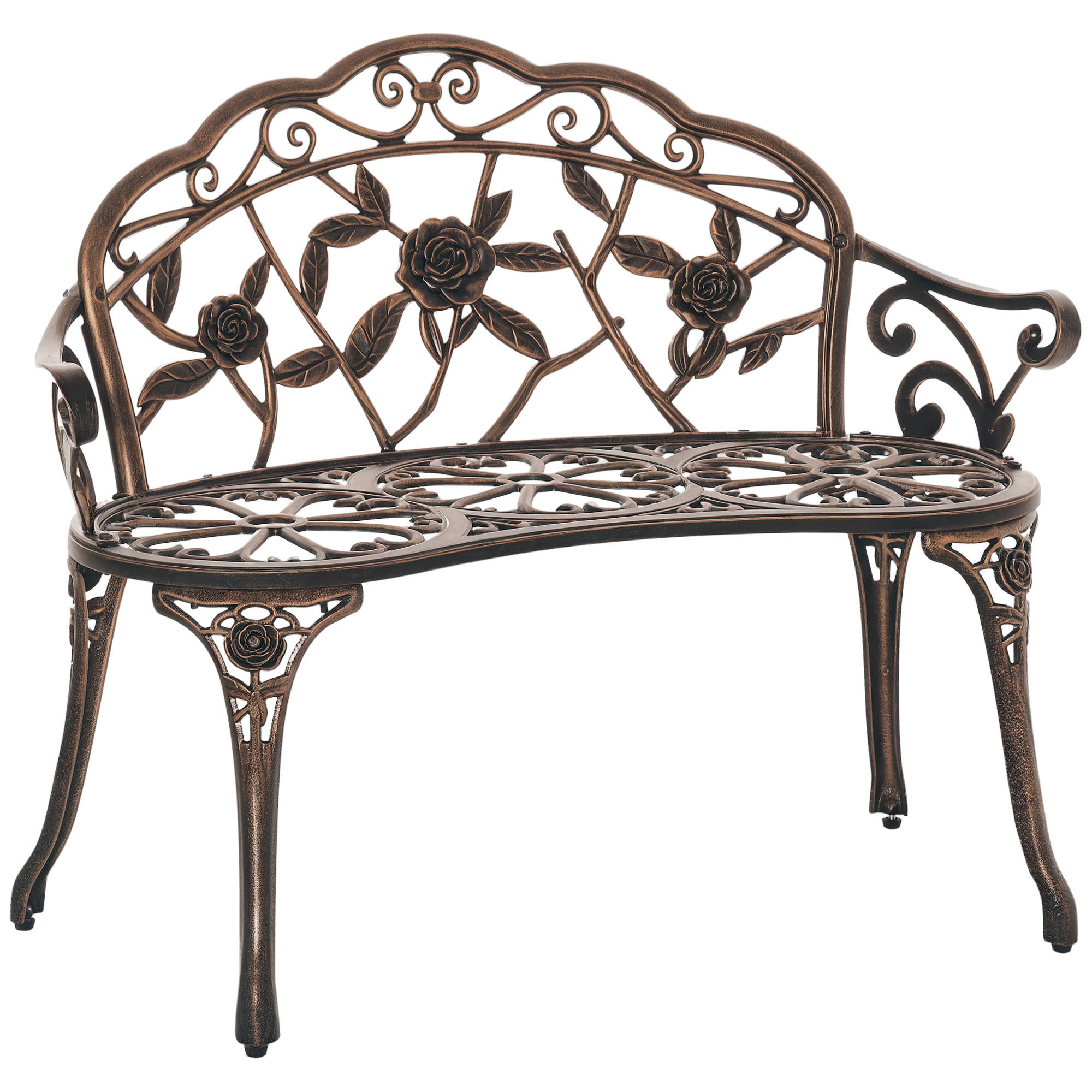 GARTENBANK 2-Sitzer DE-08358 Retro Stil mit Blumenmuster Bronze - Bronzefarben, Metall (100/78/54cm) - ComfortXL