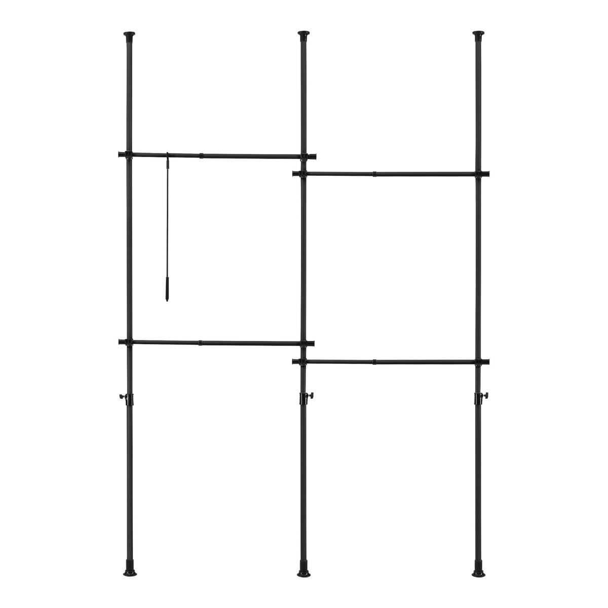 TELESKOPGARDEROBE Kemi - Schwarz, Metall (230/278/5cm) - [en.casa]