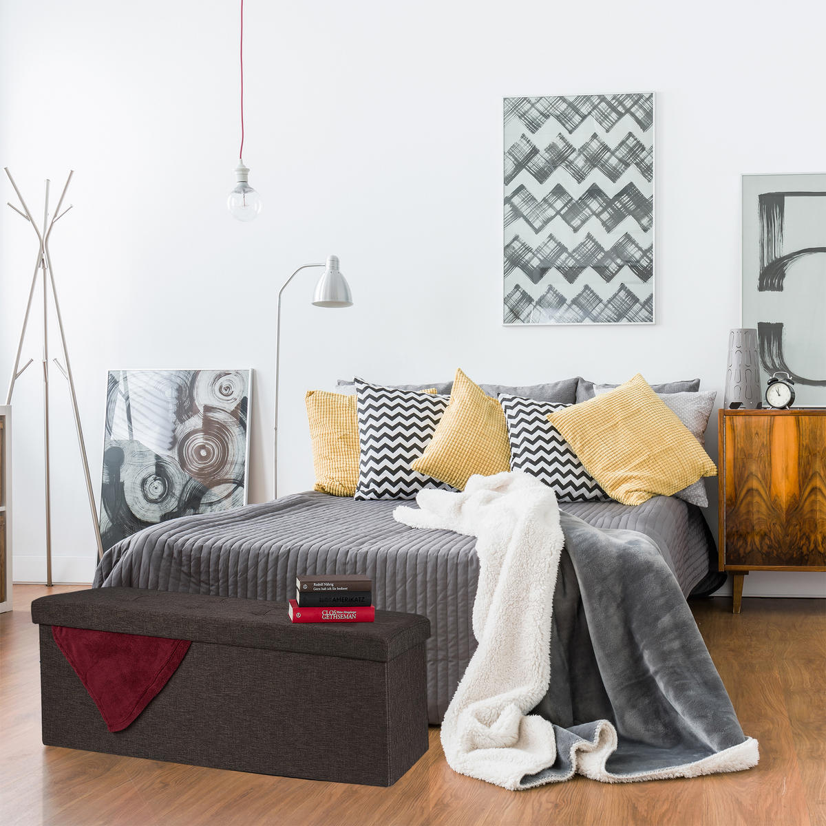 SITZBANK - Dunkelbraun, Holzwerkstoff/Textil (110/38.5/37.5cm) - Relaxdays