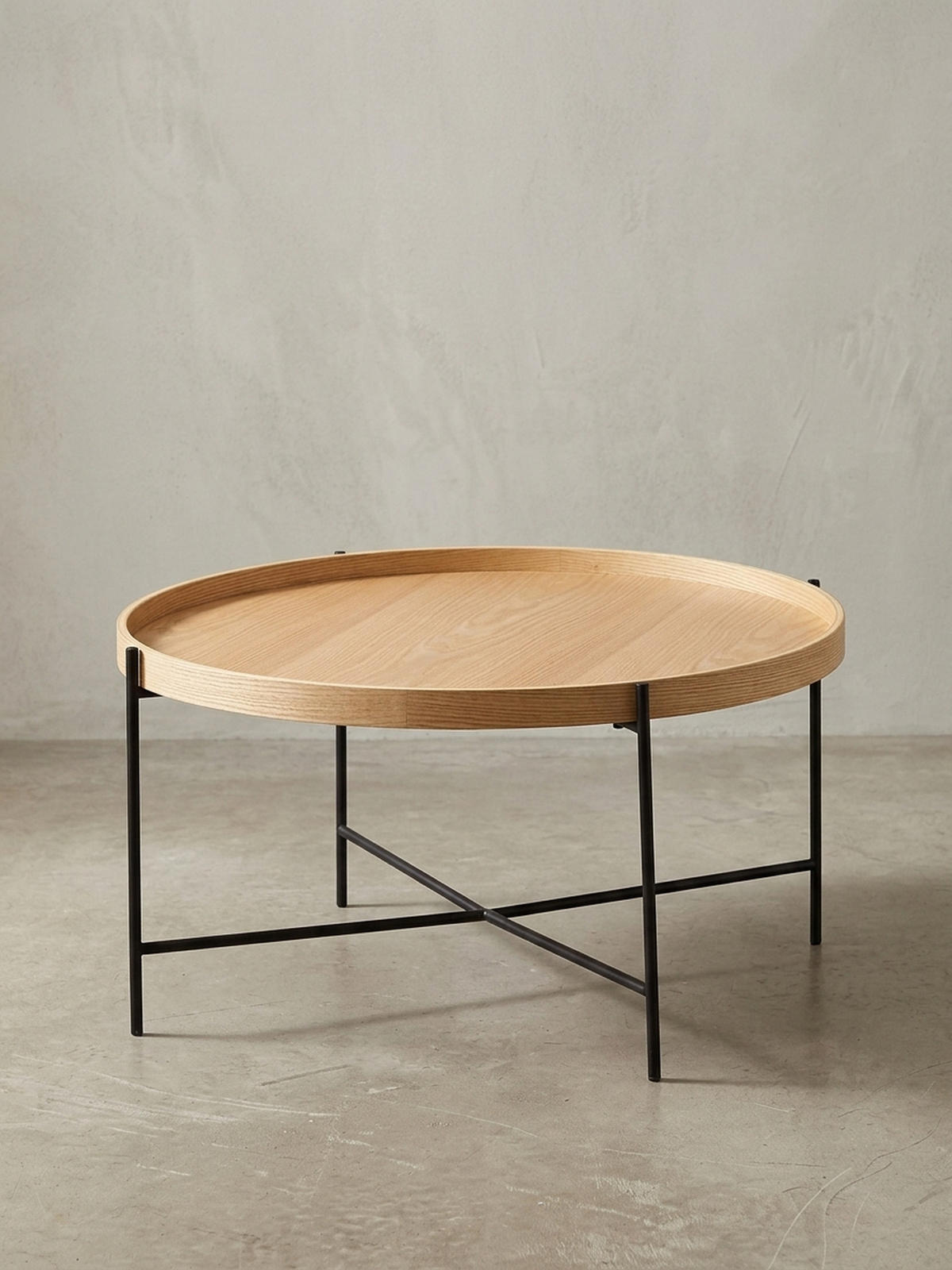 COUCHTISCH Eichenholz Furnier mit stabilem Metallgestell, Modernes zeitloses Design - Schwarz/Braun, Holz/Metall (78/78/40cm) - KADIMA DESIGN