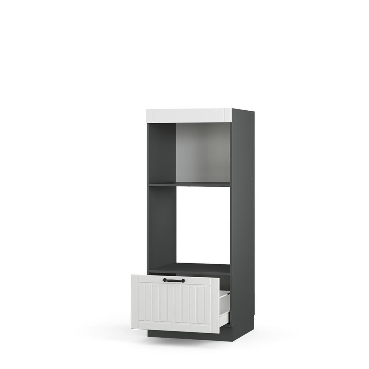 MIKROWELLENSCHRANK Fame-Line Weiß Landhaus 60 cm offen - Anthrazit/Weiß, Holzwerkstoff (60/153.6/58.1cm) - Vicco