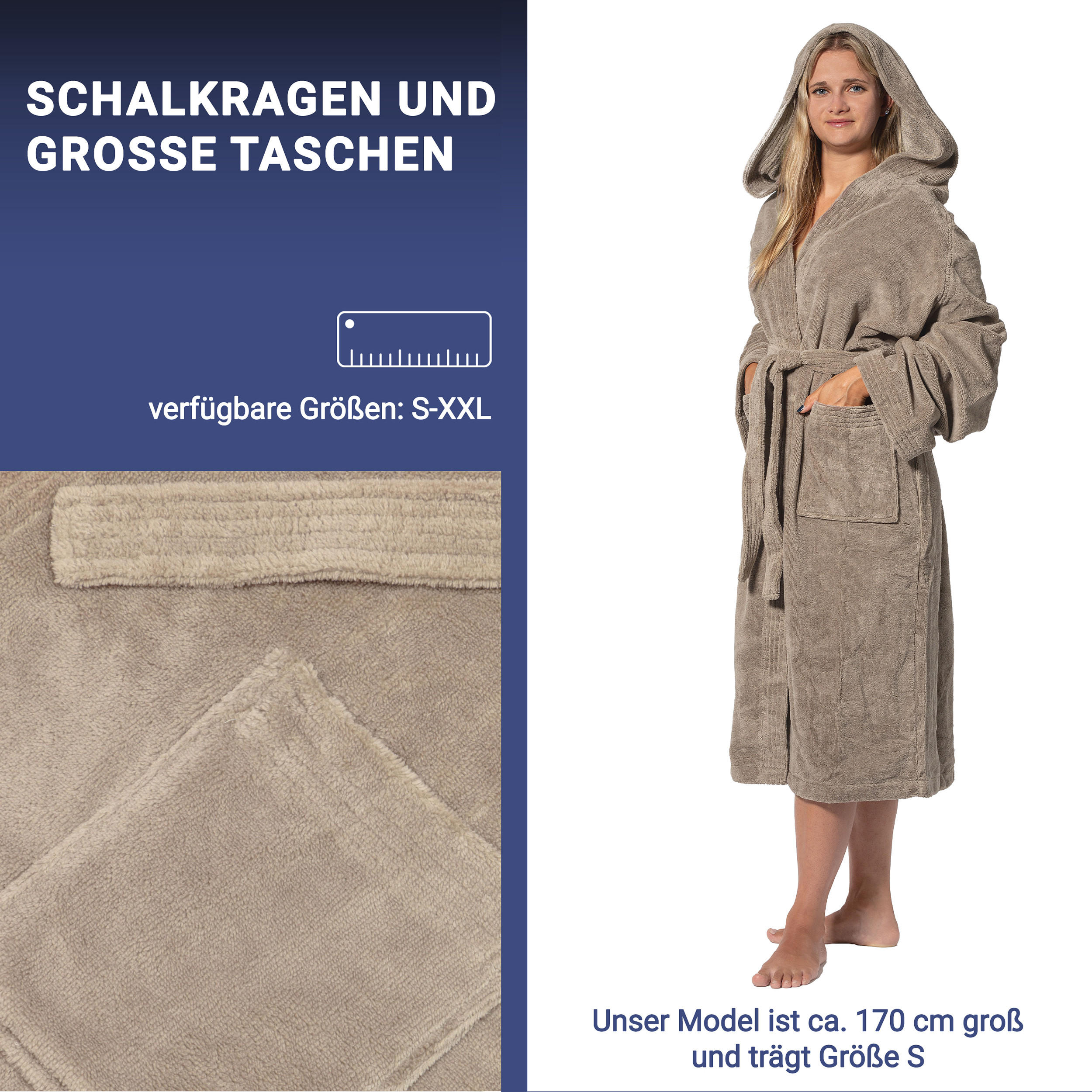 Thumbnail - Zollner Bademantel,, Fango, Textil, Oeko-Tex® Standard 100, Badtextilien, Bademäntel