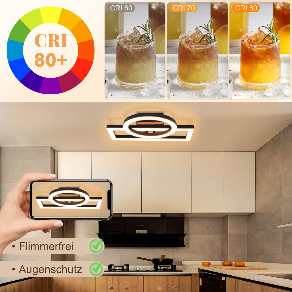 LED DECKENLEUCHTE Ixith 34.5/28/8 cm - Schwarz, Kunststoff/Metall (34.5/28/8cm) - ZMH