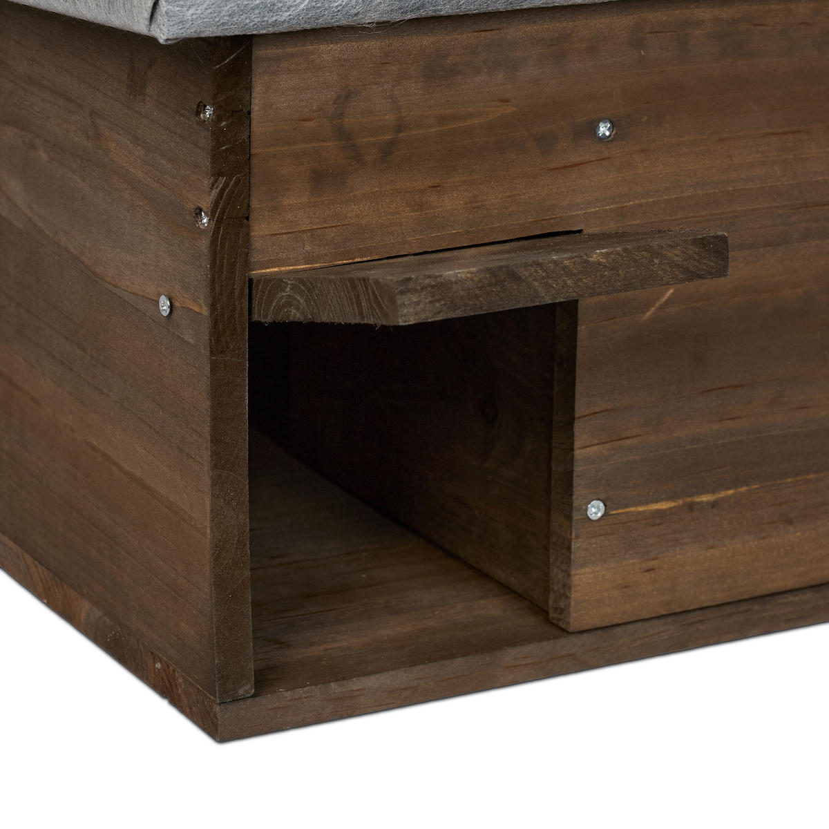 IGELHAUS - Dunkelbraun, Holz/Textil (46/21/34cm) - Relaxdays