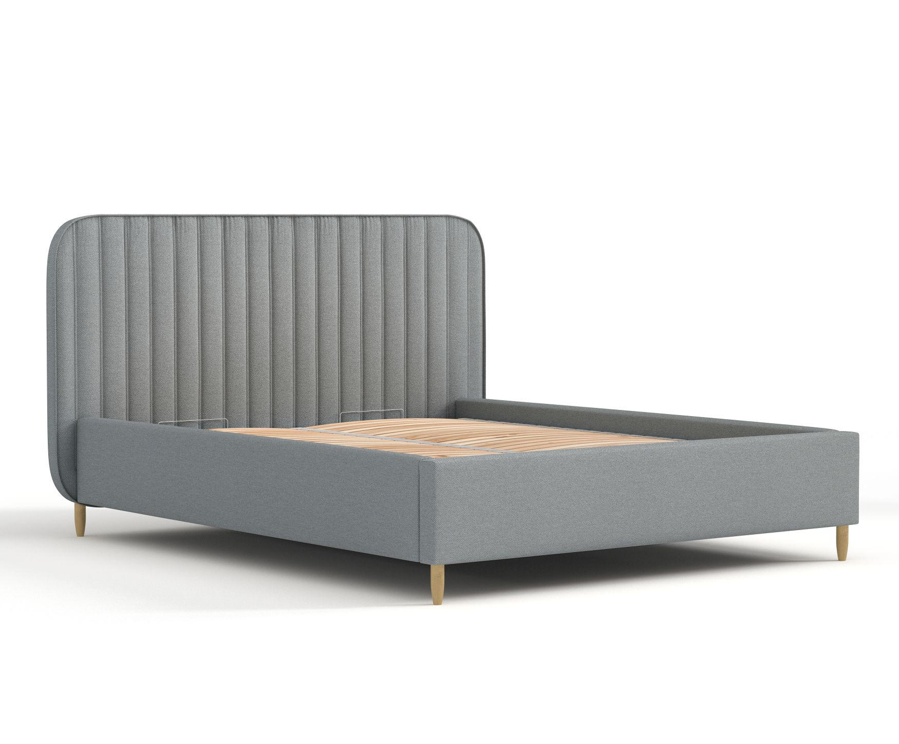 POLSTERBETT Noto Grau 120/200 cm im Webstoff - Naturfarben/Grau, Holz/Holzwerkstoff (120/200cm) - Maison de Reve