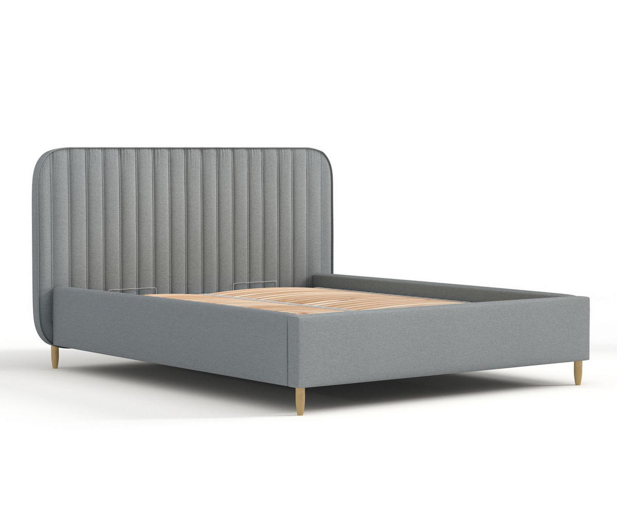 POLSTERBETT Noto Grau 120/200 cm im Webstoff - Naturfarben/Grau, Holz/Holzwerkstoff (120/200cm) - Maison de Reve