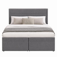 BETT mit Bettkasten 140x200 cm Leinen Gray 3-tlg. - Grau, Holz (140/200cm) - Meubliv