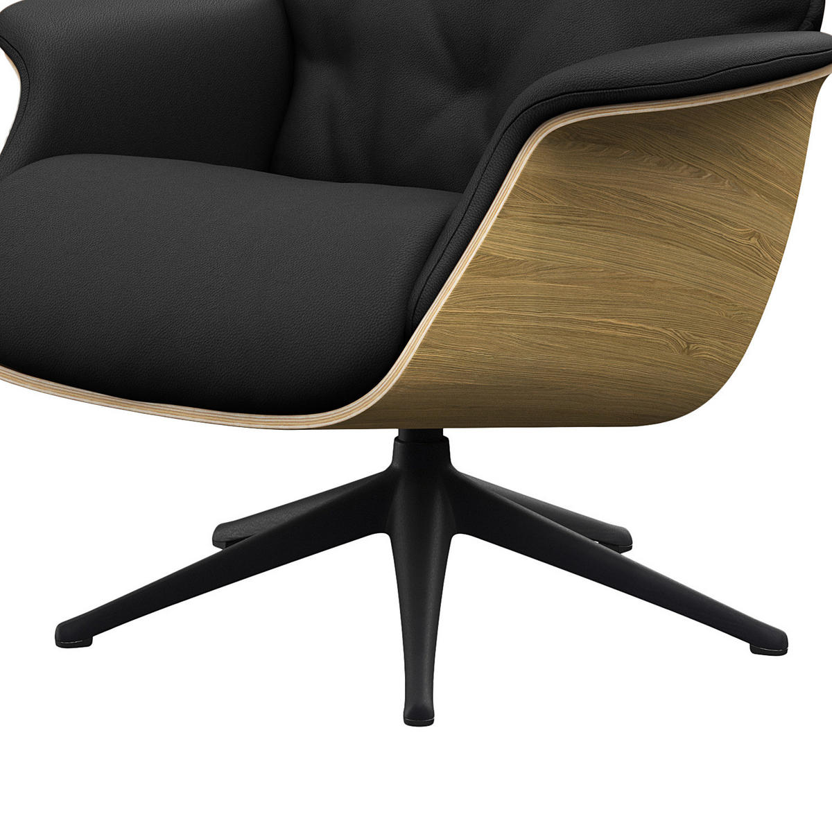 RELAXSESSEL - Echtleder - Schwarz, Leder/Metall (83/118/83cm) - home24