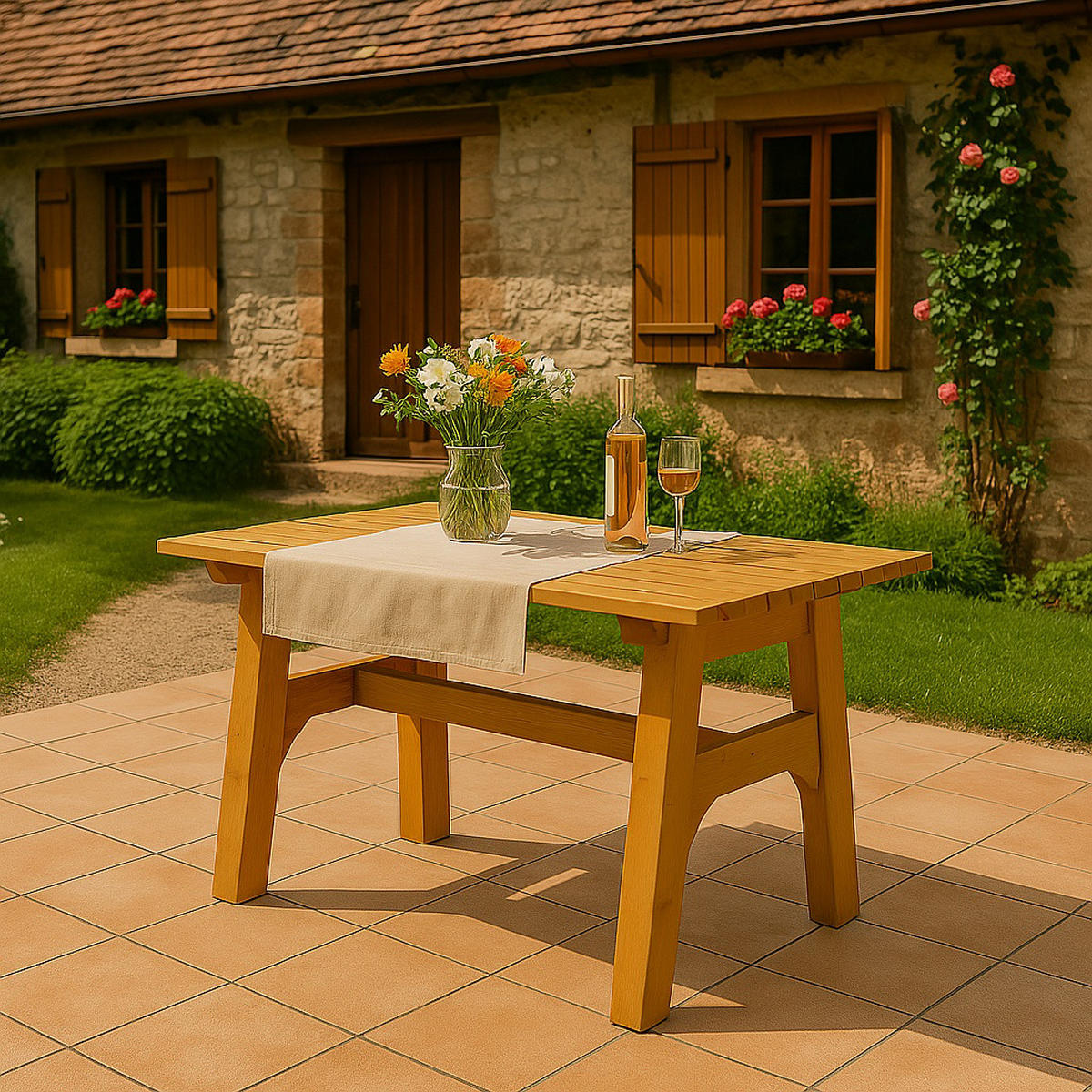 GARTENTISCH Drieburg 72x120cm aus Kiefer massiv - Braun, Holz (72/120/74cm) - TPFGarden