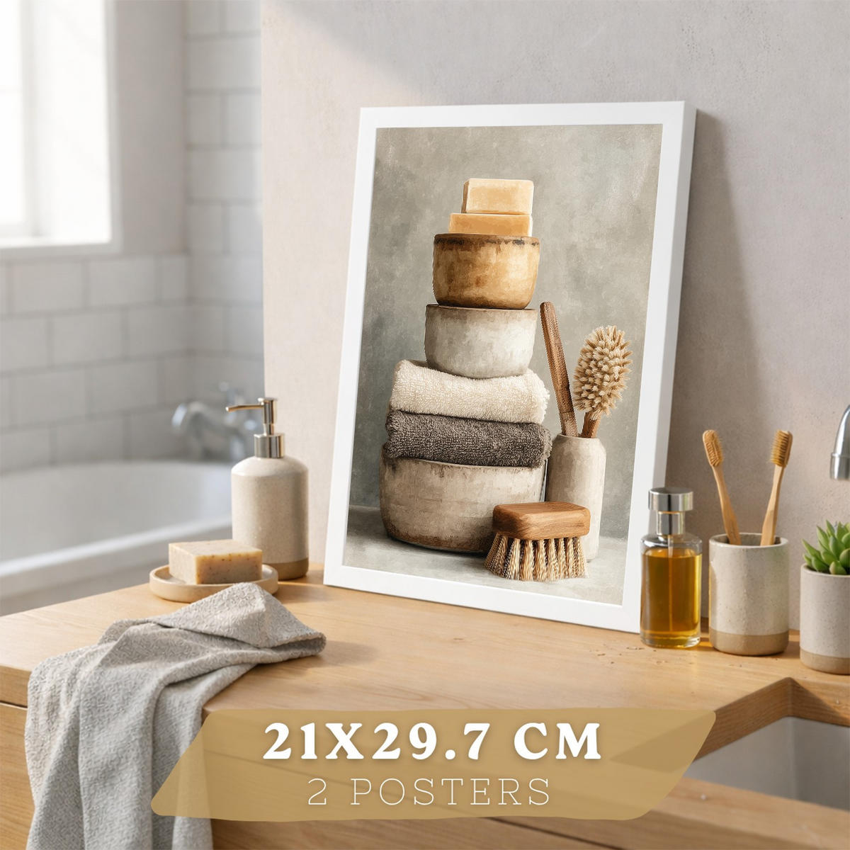 PLAKÁT Sada 3 Toallas Bílý rám A4 - bílá, papír (29.7/21/3cm) - Nacnic