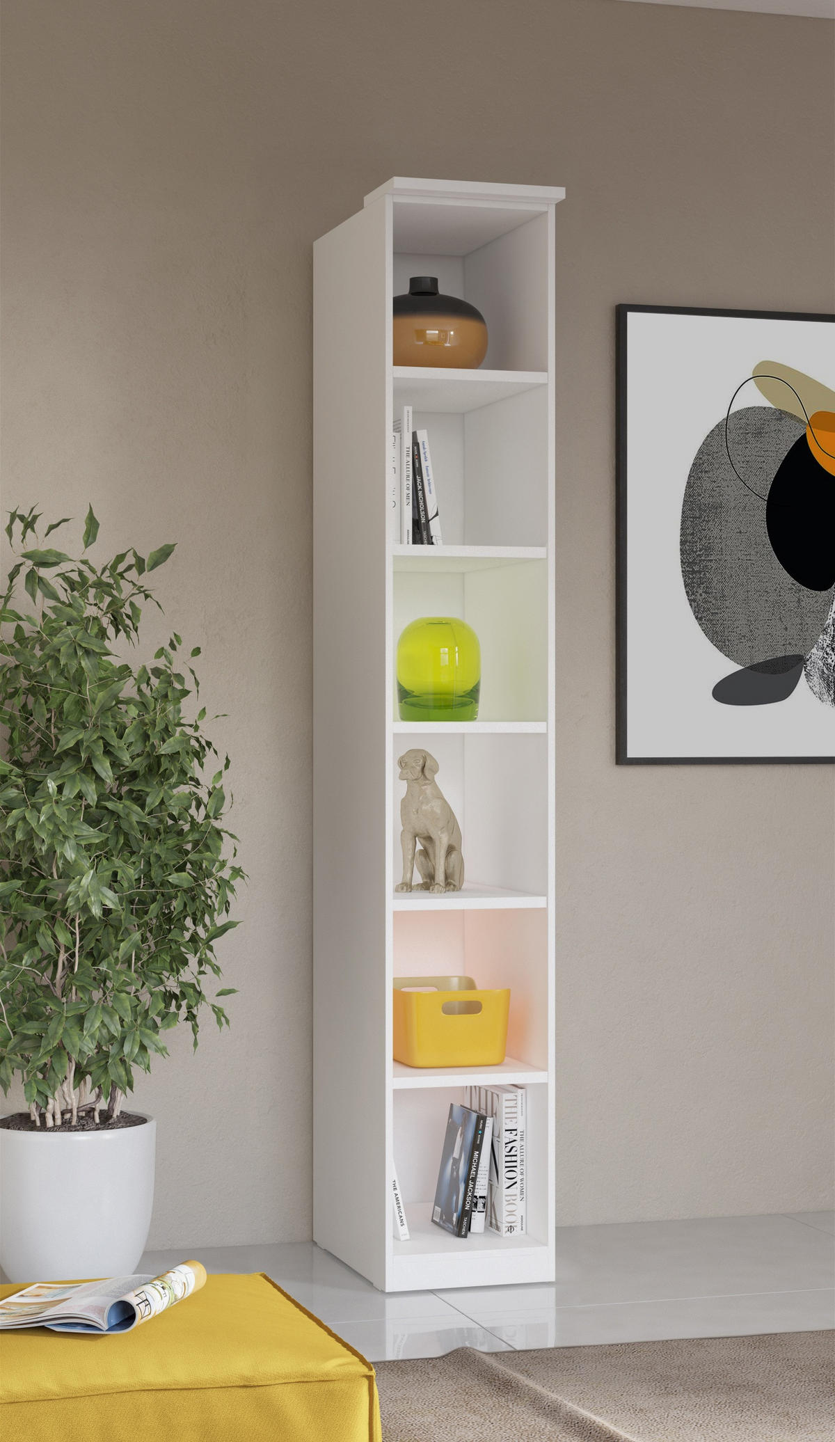 BÜCHERREGAL LATIM 35x63x217 cm, Regal Weiß - Weiß, Holzwerkstoff (35/217/63cm) - MASSENO