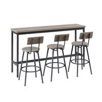 BARTISCH-SET DE-39321 3-teilig mit PU-Barhockern Grau - Grau, Holzwerkstoff (160/94.5/40cm) - ComfortXL
