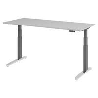 SCHREIBTISCH elektrisch XBHM 80/180/74 cm in Grau/Graphitfarben/Alu poliert - Graphitfarben/Grau, Holzwerkstoff (80/180/74cm) - bümö