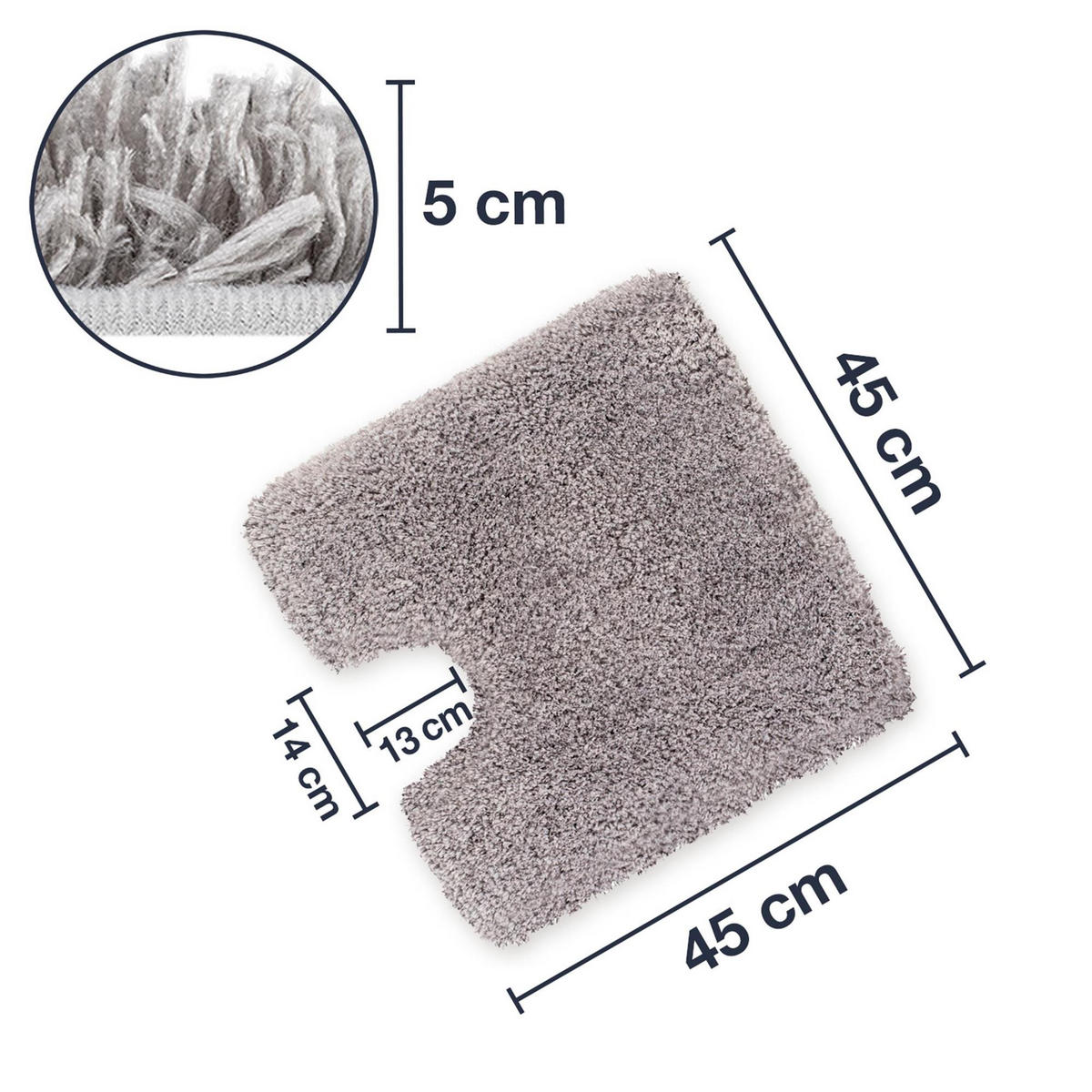 BADTEPPICH MIT WC AUSSCHITT VIENNA - Grau, Textil (45/45cm) - WohnDirect