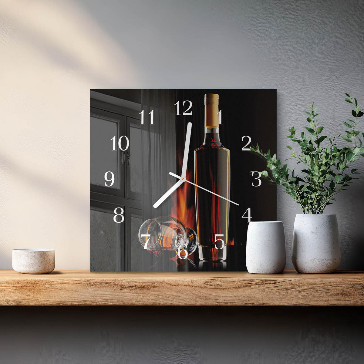 WANDUHR 30x30 cm - Alkohol - Schwarz, Glas (30/30/0.4cm) - TULUP