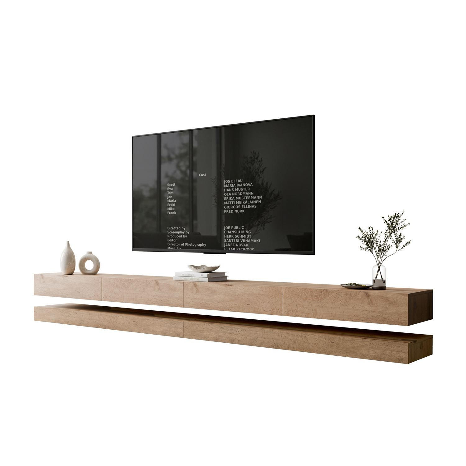 TV-RACK SKY 280 cm, Wotan Eiche - Eiche Wotan, Holzwerkstoff (280/25/34cm) - Lookway