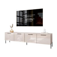 TV-ELEMENT AURA 200 KASCHMIR Hochglanz auf geraden schwarzen Beinen + LED - Kaschmir/Schwarz, Holzwerkstoff (200/50/40cm) - Lookway