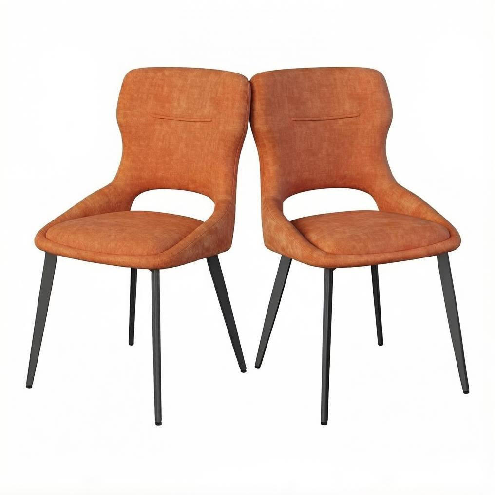 ESSSTUHL 2er-Set 43 x 40 x 86 cm Chenille Orange - Orange, Metall (40/86/43.2cm) - Meubliv