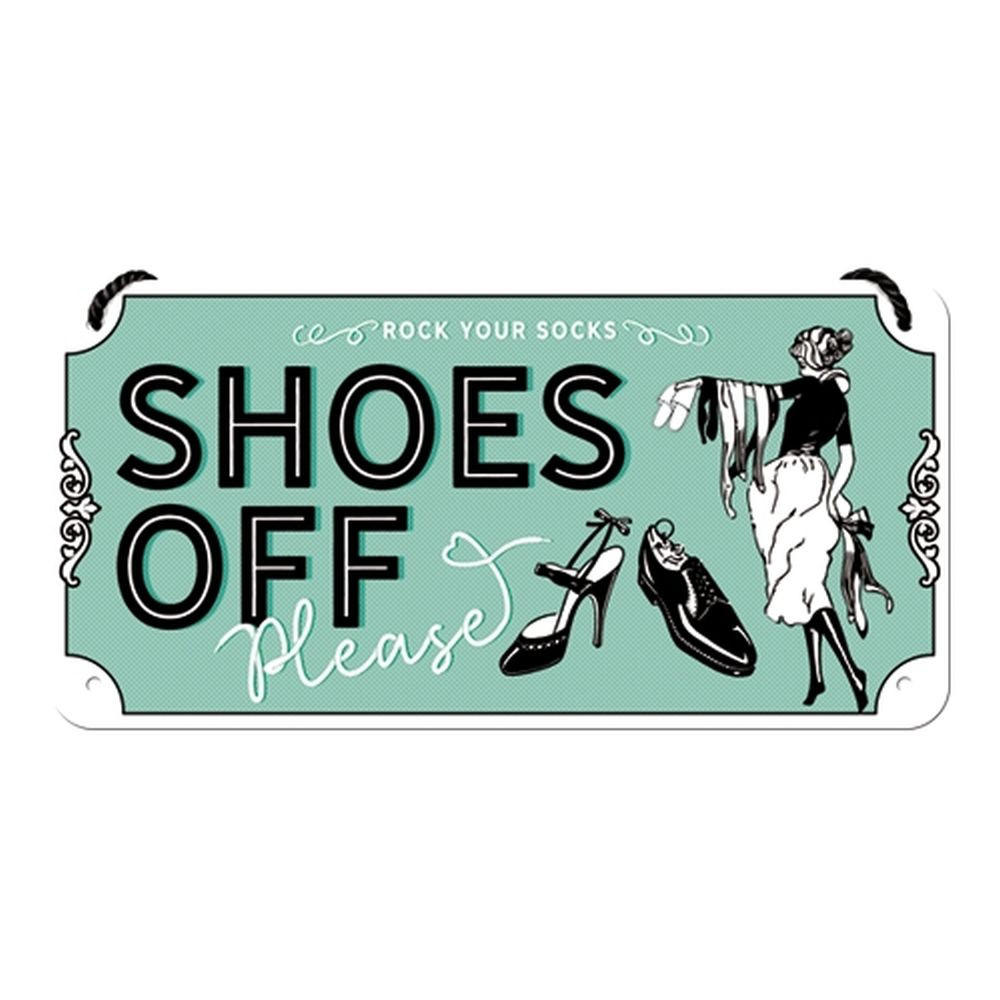 HÄNGESCHILD 10/20 cm Achtung Shoes Off - Multicolor, Metall (20/10/0.2cm) - Nostalgic-Art