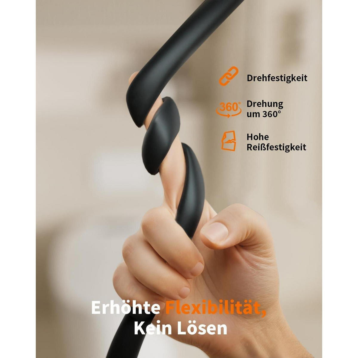 BRAUSESCHLAUCH 2 m Schwarz - Schwarz, Kunststoff (16.6/12.7/28cm)