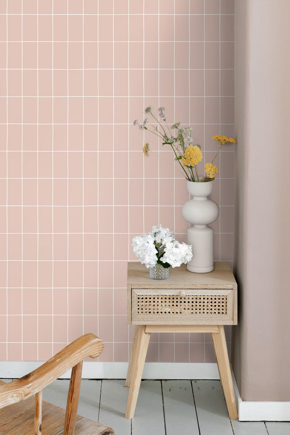 TAPETE kleine Fliesen 50 x 900 cm - Pink, Papier (50/900cm) - ESTAhome