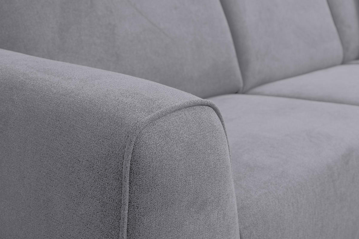 ECKSOFA Mula in L-Form, Coach Farbe: Hellgrau, Velourstoff, Ottomane Rechts - Hellgrau, Textil (274/210cm) - VENASI MÖBEL