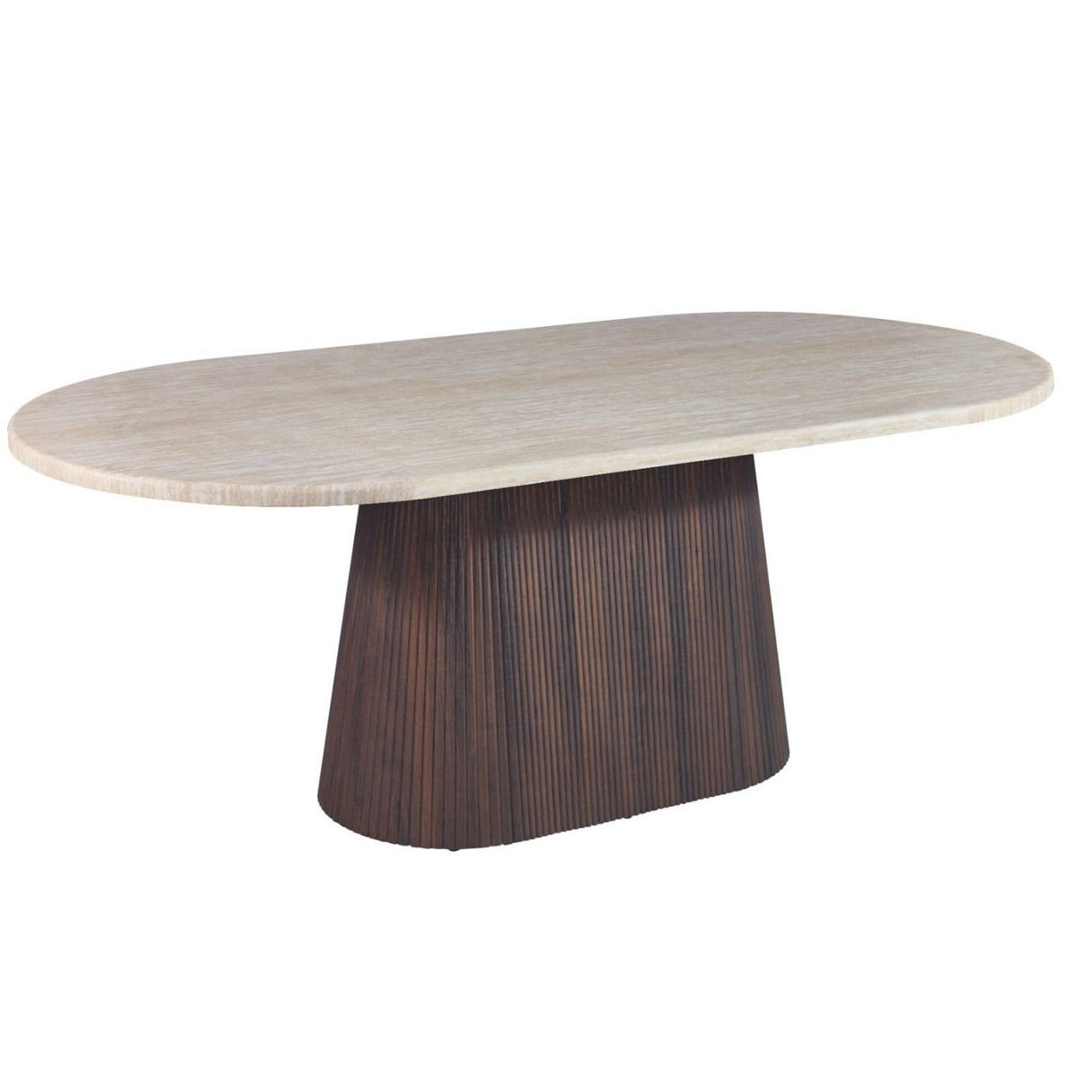 ESSTISCH Dervio braun oval Travertinoptik 200/100/75 cm - Braun, Holz/Stein (200/100/75cm) - alesvelt