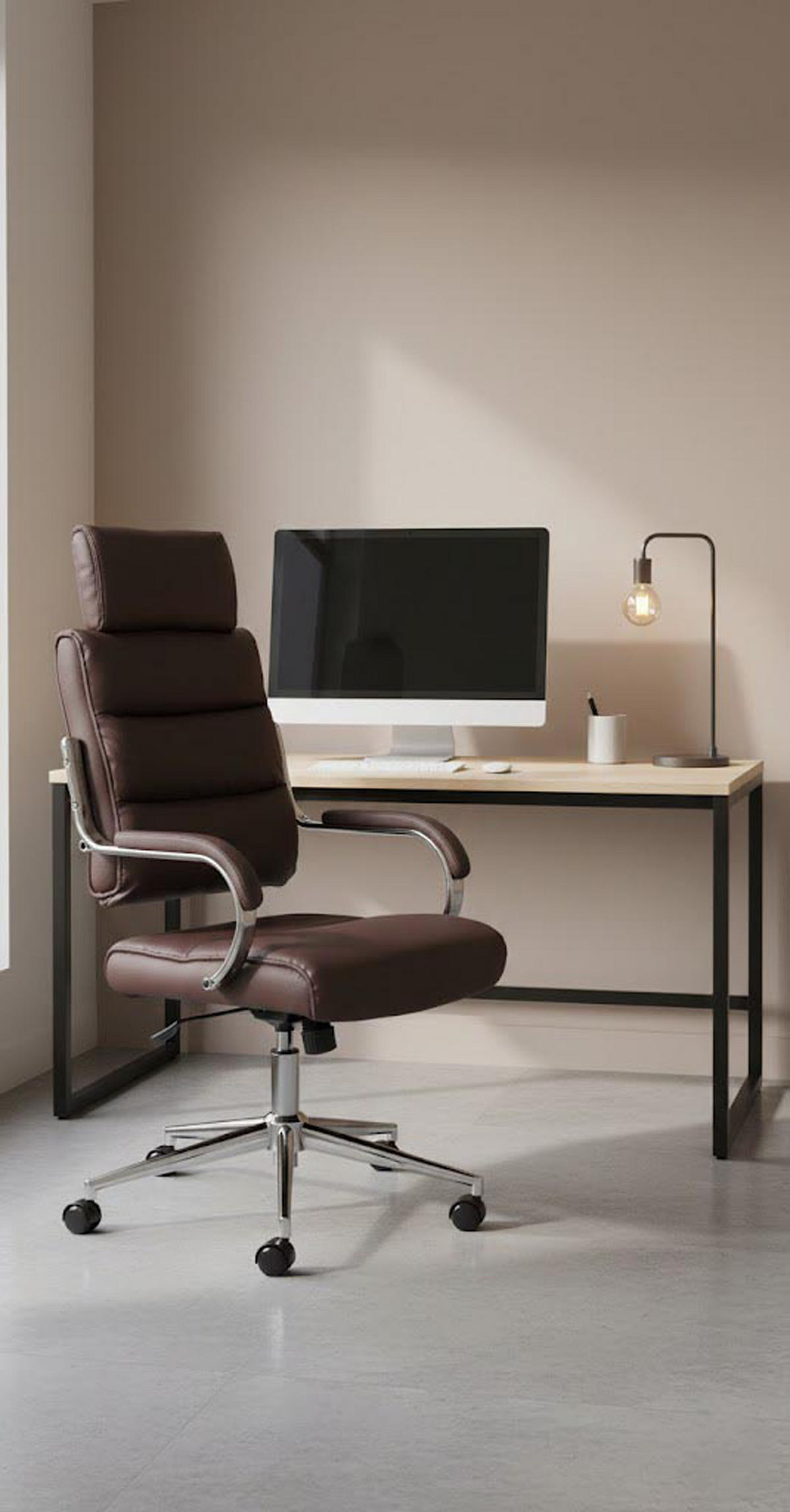 BÜROSTUHL Noxar braun - Chromfarben/Braun, Kunststoff/Metall (61/129/78cm) - TPFLiving