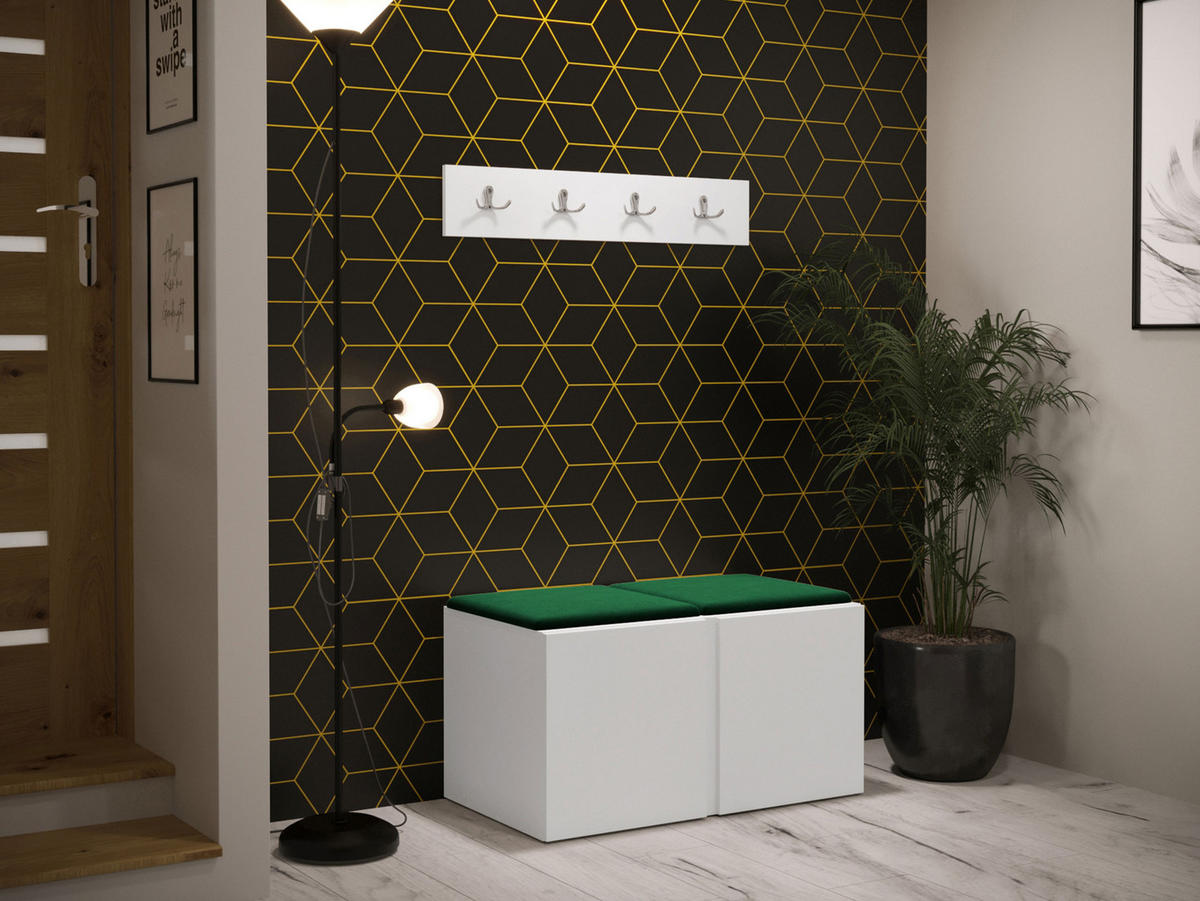 GARDEROBEN-SET Orion VI - Weiß/Grün, Holzwerkstoff/Kunststoff (84/42/46cm) - MIRJAN24