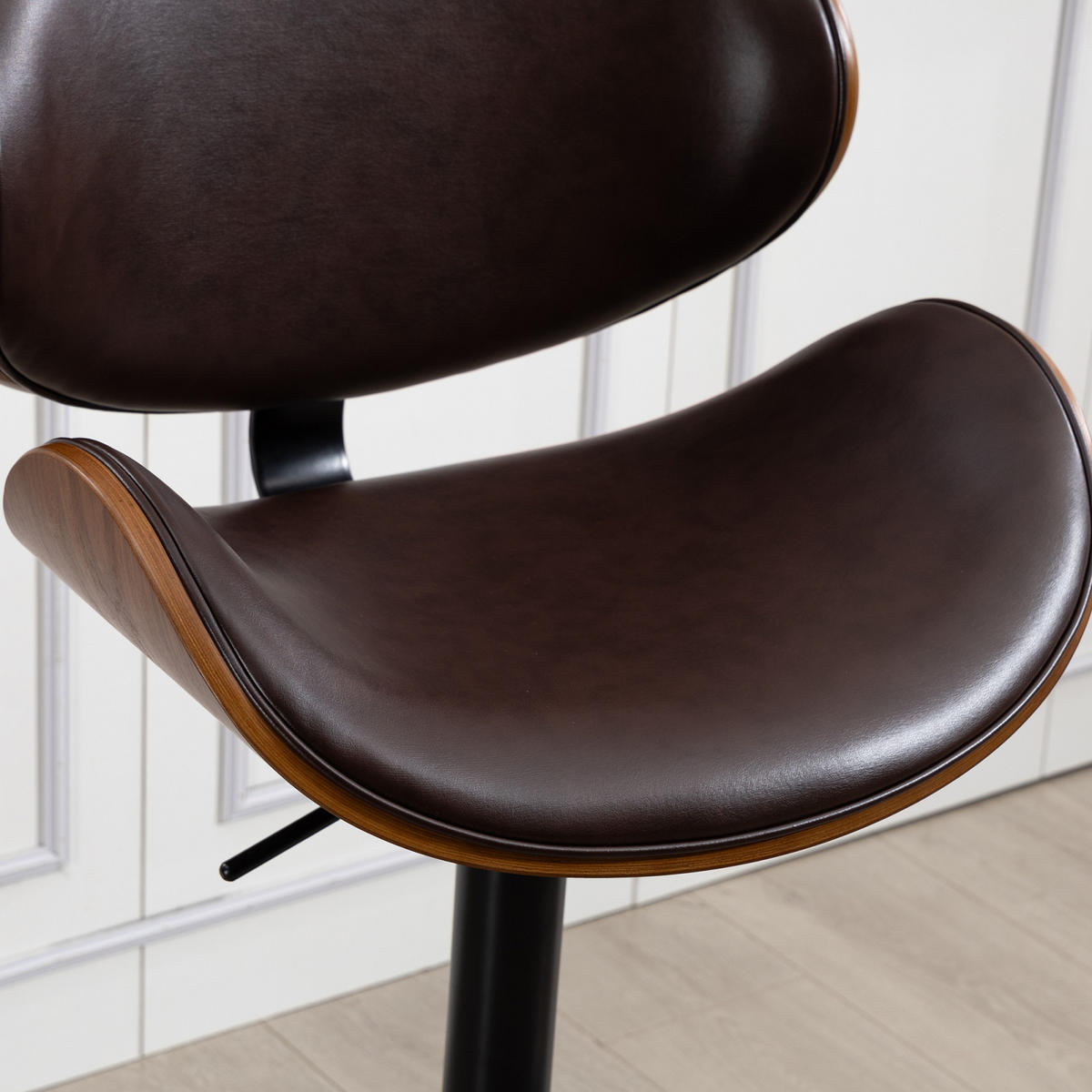 BARHOCKER 2er-Set Drehbar,mit Sitzkissen und Fußstützen Kunstleder Braun - Braun, Textil/Metall (51/93/50cm) - PARAFTA HOME
