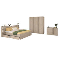 JUGENDZIMMER 3-teilig, Eiche japanisch, Komplettset mit Bett 140 x 200, Kleiderschrank, Kommode - Eichefarben, Holzwerkstoff (185/203/217cm) - Parisot Meuble