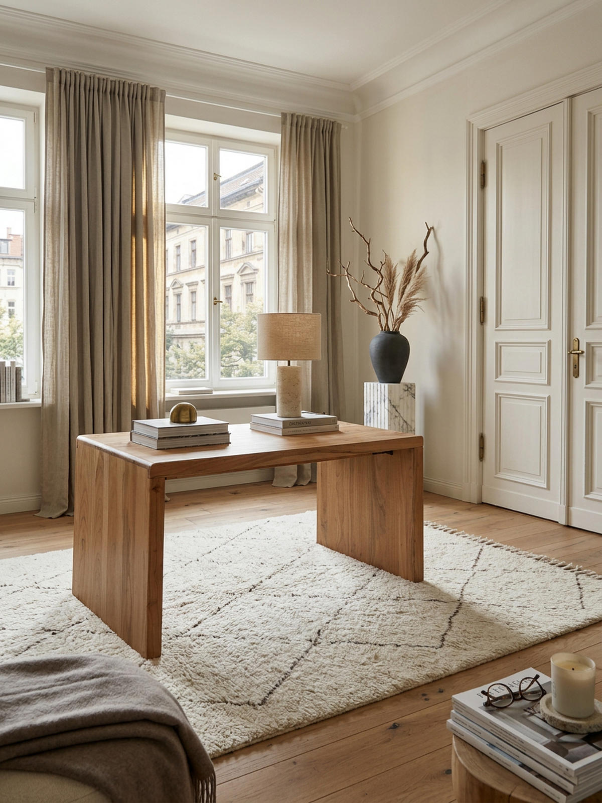 SCHREIBTISCH Massivholz Stauraum Abgerundete Ecken, Beige 160x80x76 cm - Beige, Holz (80/160/76cm) - KADIMA DESIGN