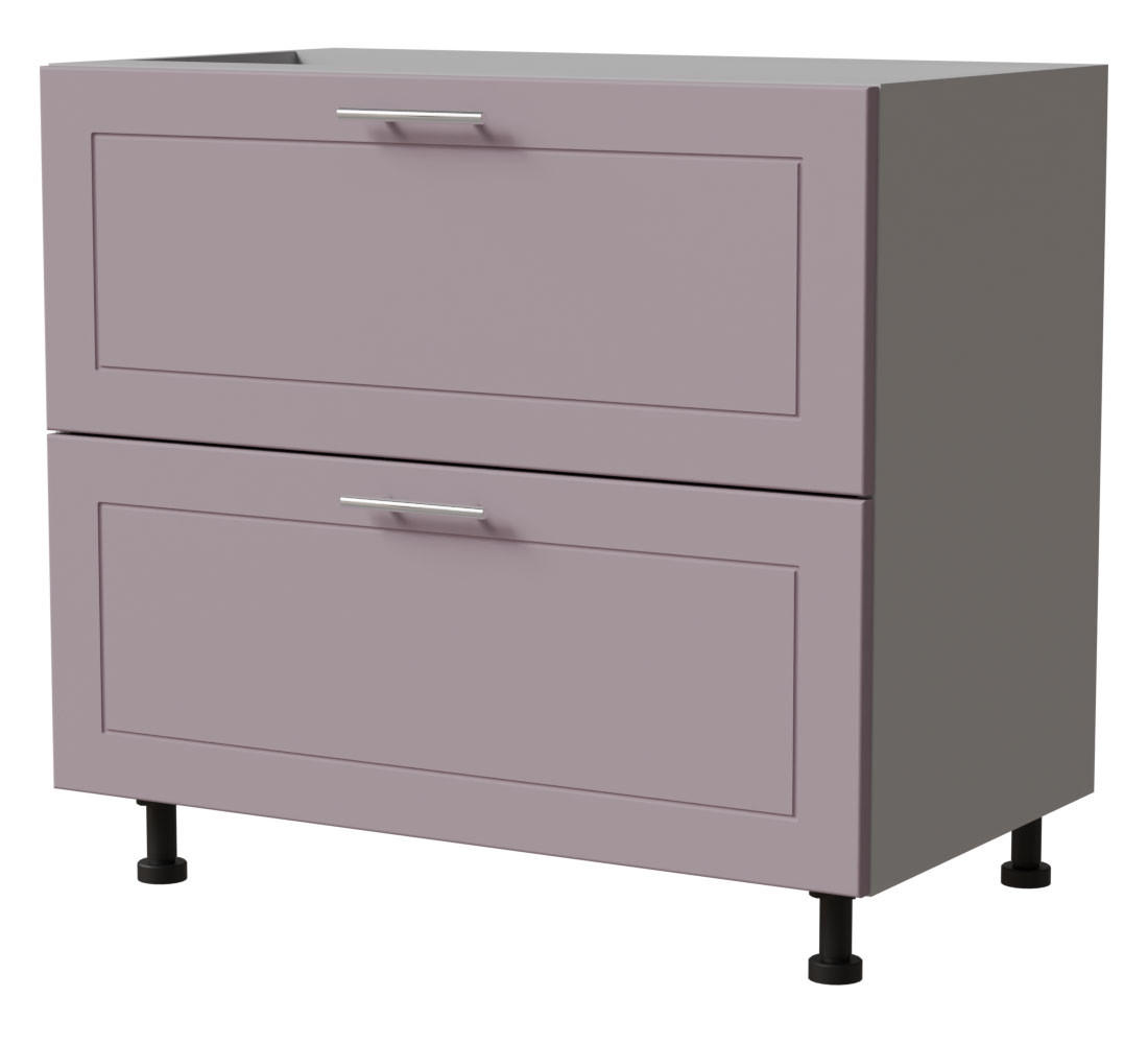 SCHUBLADENUNTERSCHRANK Bari D2/90 Grau / RAL 4009 pastellviolett 90 / 50 / 82cm REJS Vollauszug - Violett/Grau, Holz/Holzwerkstoff (90/82/50cm) - Feldmann-Wohnen