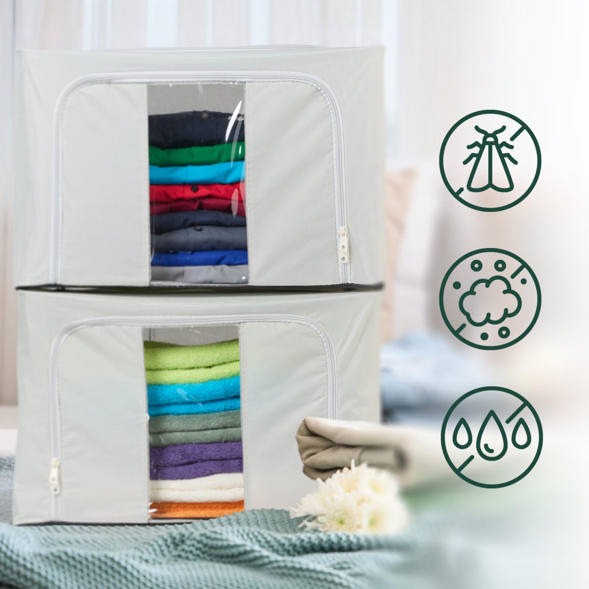 2XÚLOŽNÝ vak - sivá, kov/textil - Relaxdays