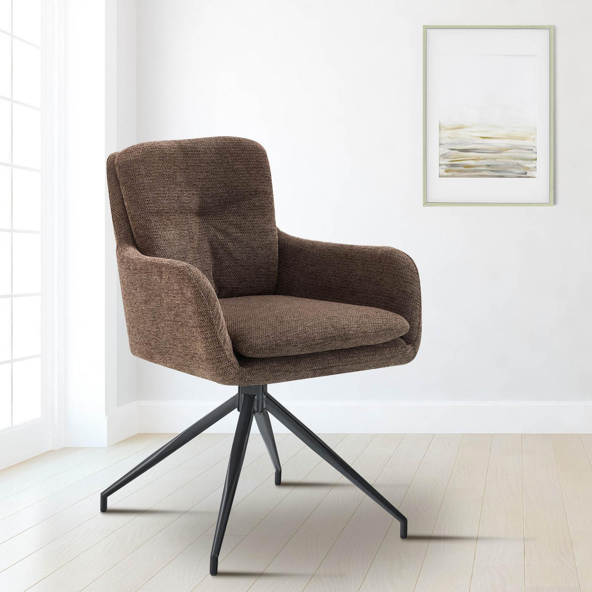 ESSZIMMERSTUHL Stoff Braun - Schwarz/Braun, Textil/Metall (58/85/63cm) - CLP