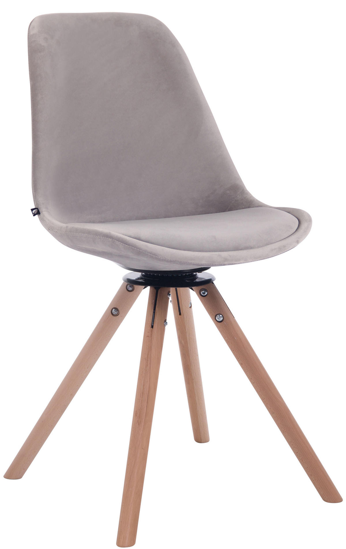 STUHL Samt grau - Eukalyptusholzfarben/Grau, Holz/Textil (48/84/56cm) - CLP