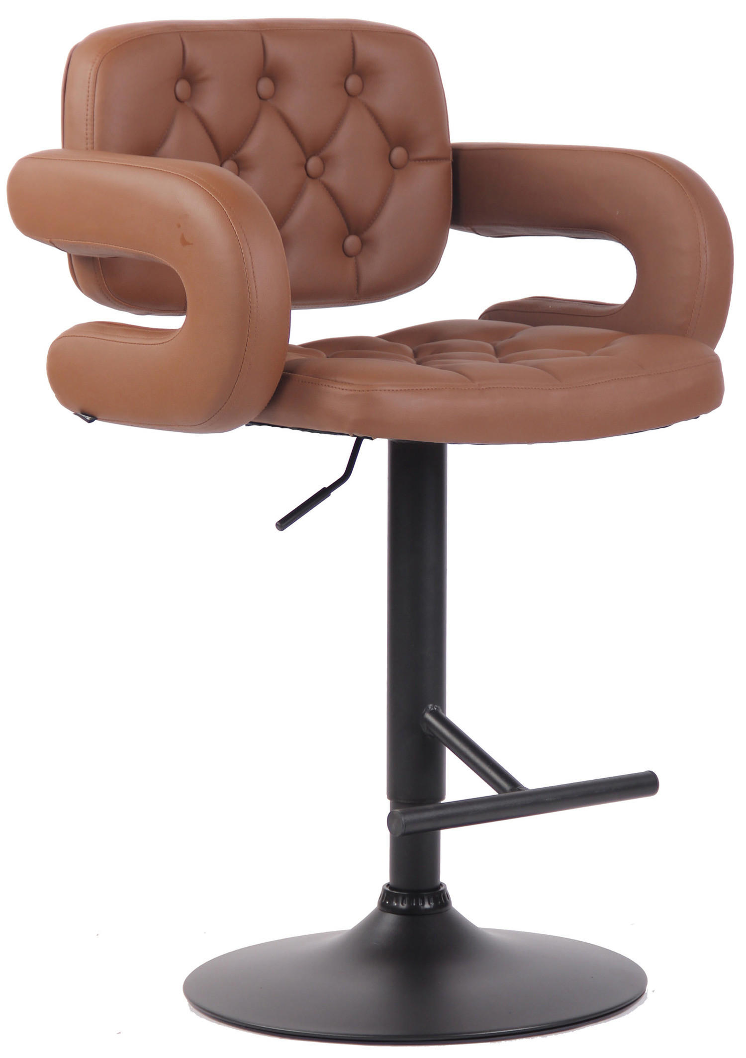 BARHOCKER Dubai, Gestell schwarz, Kunstleder Cognac - Cognac/Schwarz, Kunststoff/Textil (52/100/55cm) - TPFLiving