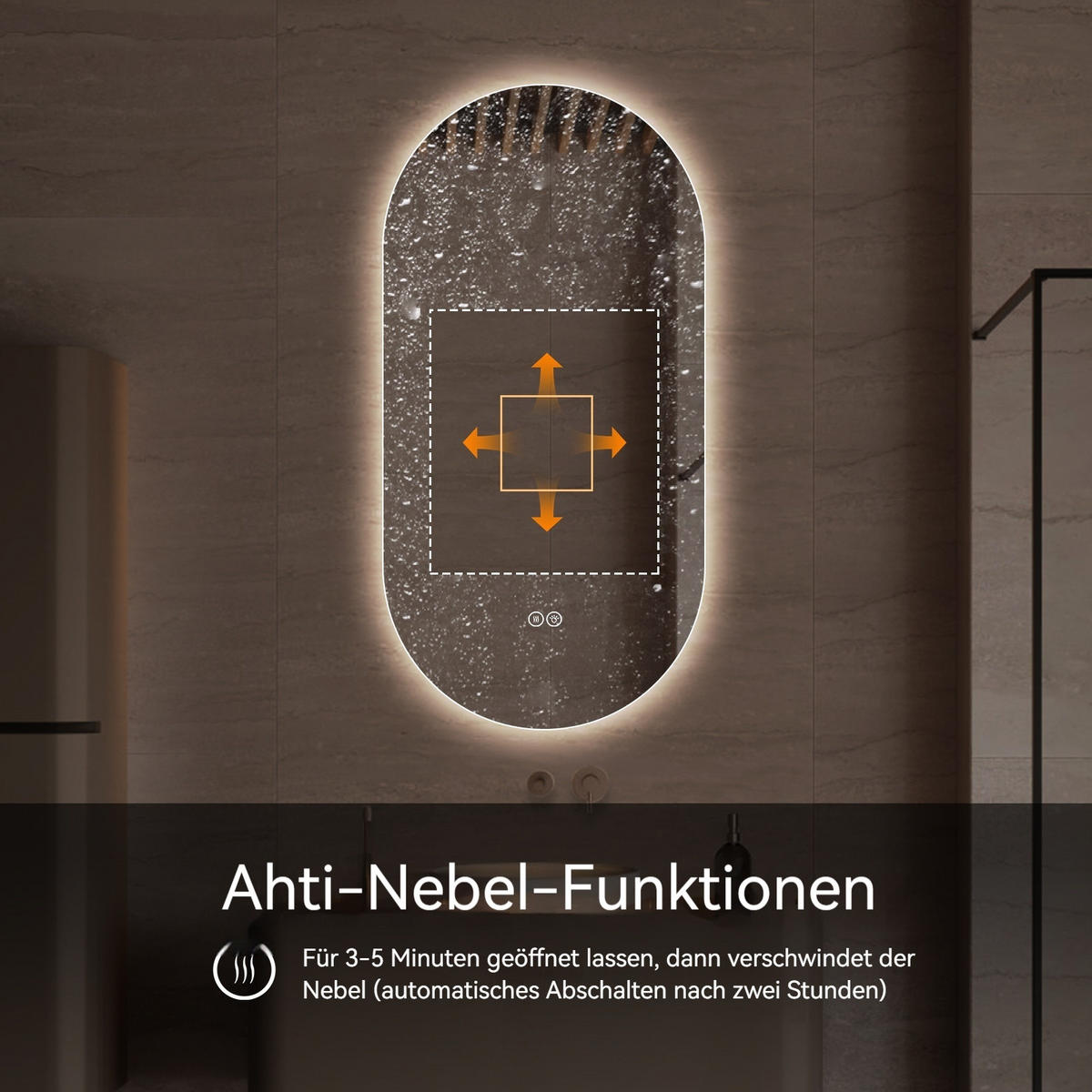 LED Badezimmerspiegel 60x120x3cm,Silber mit 3 Lichtfarben, Entspiegelung & zwei Anschlussarten - Silberfarben, Glas (3/120/60cm) - Modfu