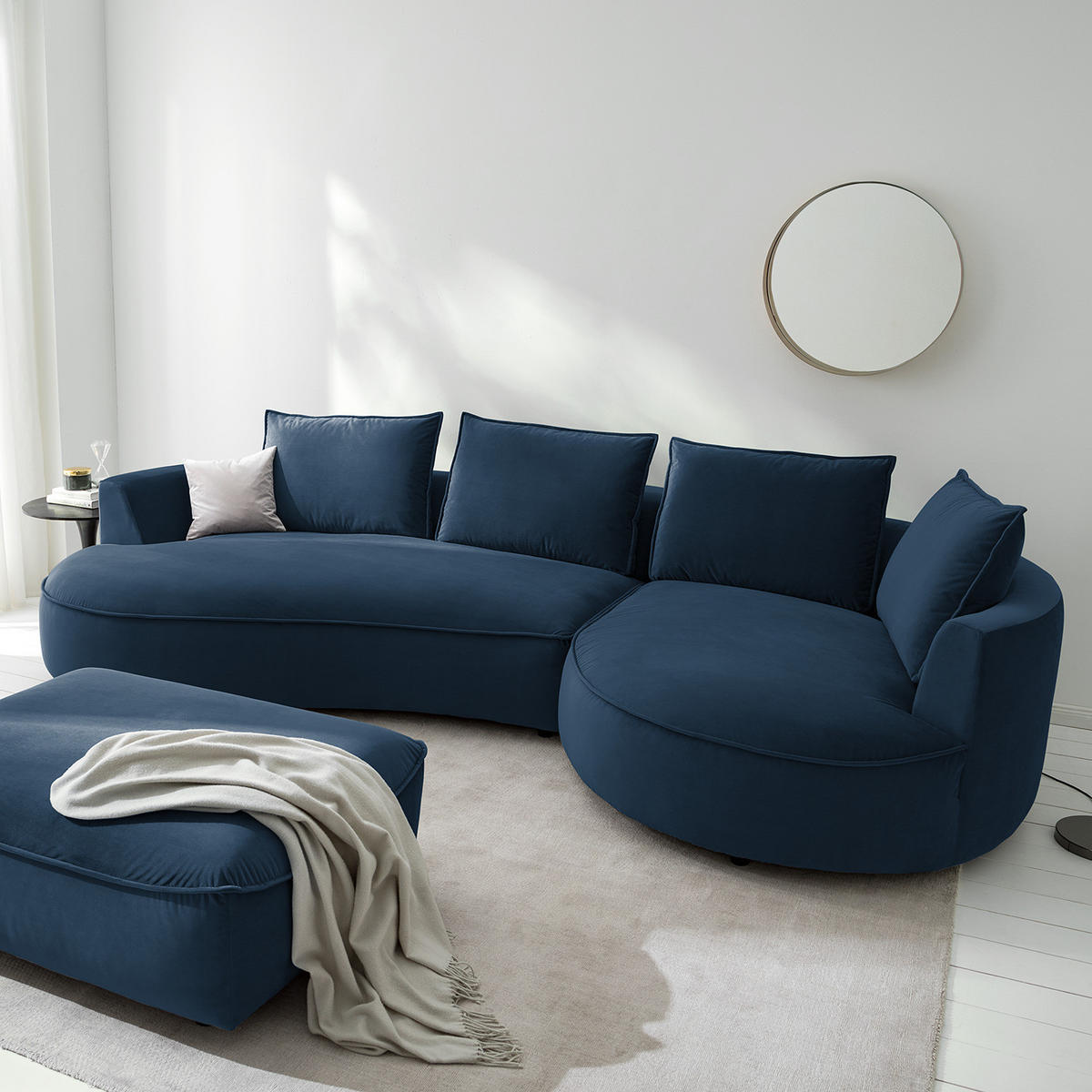 BIGSOFA - Dunkelblau, Naturmaterialien/Kunststoff (322/82/154cm) - home24