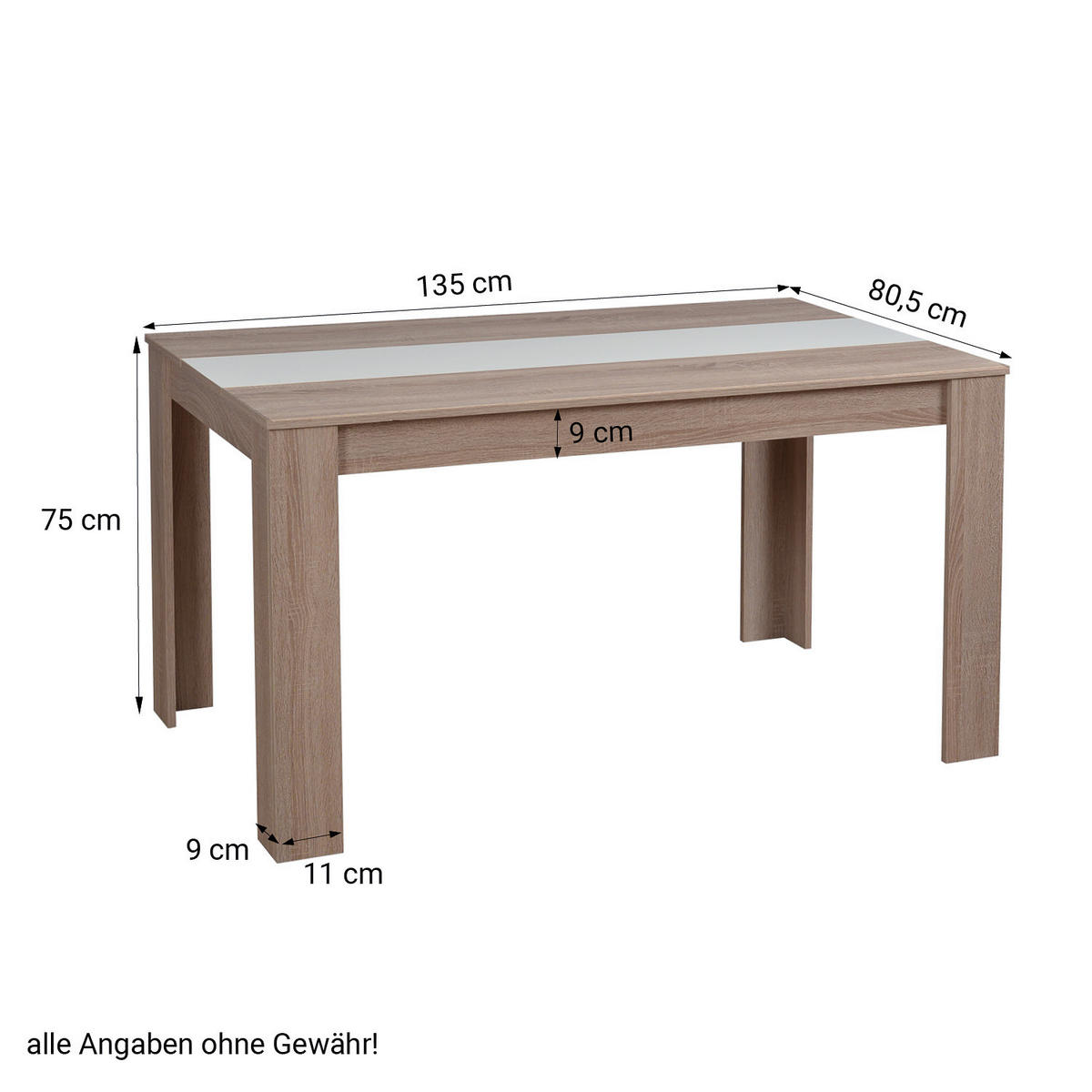 ESSTISCH in Holzwerkstoff 135/80,5/75 cm - Braun, Holz (80/135/75cm) - Homestyle4u