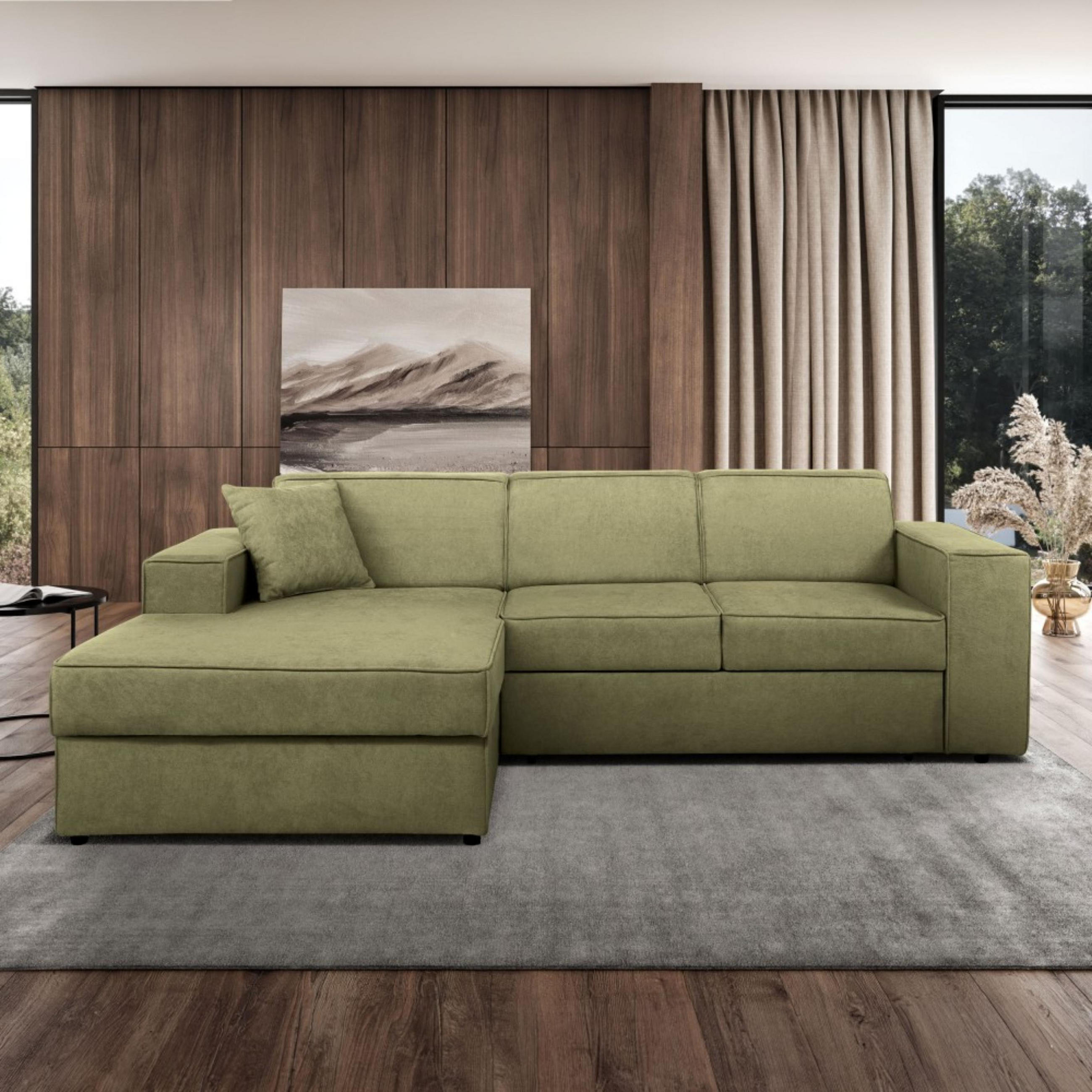 ECKSCHLAFSOFA mit Schlaffunktion Pedro L hellgrün links - Schwarz/Hellgrün, Kunststoff/Textil (267/160cm) - Beautysofa