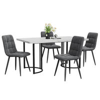 ESSGRUPPE Esstisch 4 Stühle MDF Weiß Grau 140x80cm - Grau, Holzwerkstoff (140/75/80cm) - FLIEKS