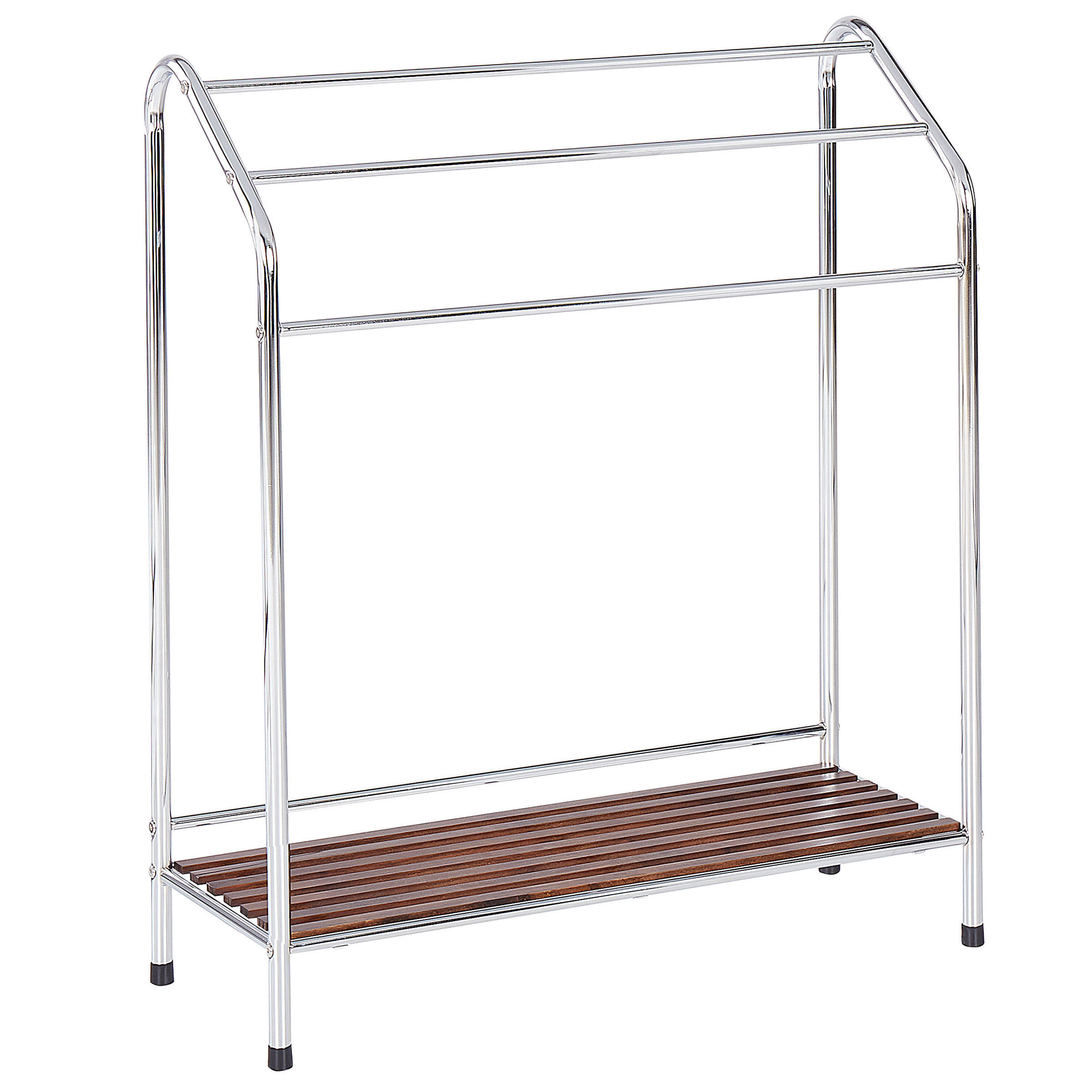 HANDTUCHSTÄNDER mit Ablage silber/dunkelbraun 72 x 85 cm 3 Muriva - Dunkelbraun/Silberfarben, Metall (72/85/27cm) - Beliani