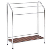 HANDTUCHSTÄNDER mit Ablage silber/dunkelbraun 72 x 85 cm 3 Muriva - Dunkelbraun/Silberfarben, Metall (72/85/27cm) - Beliani