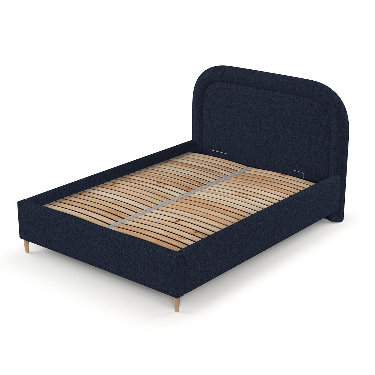 POLSTERBETT Zoya 120/200 cm Marineblau im Riva Stoff - Naturfarben/Dunkelblau, Holz/Holzwerkstoff (120/200cm) - AltaBeds