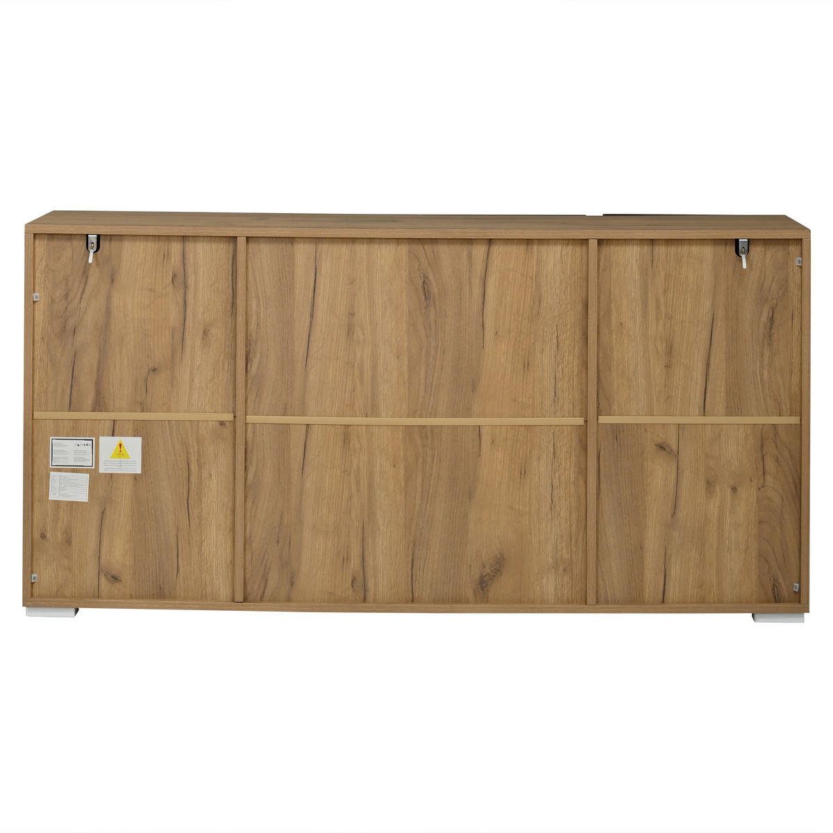 SIDEBOARD Schwarz & Naturholz 140cm mit 4 Türen 2 Schubladen - Schwarz, Holzwerkstoff (140/70/35cm) - Urban Meuble