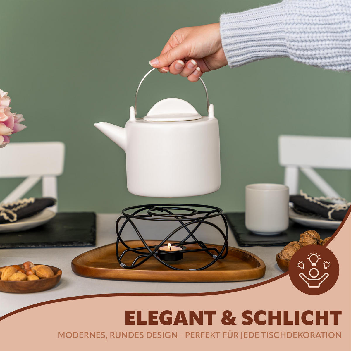 TEEWÄRMER, schwarz - Schwarz, Metall (16/8.5cm) - bremermann