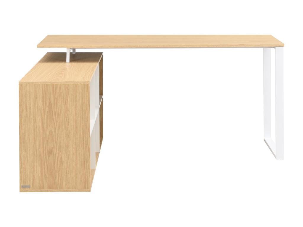 ECKSCHREIBTISCH mit Stauraum - MDF - Weiß & Natur - NIPILI - Naturfarben, Holz (160/60/75cm) - Vente-Unique